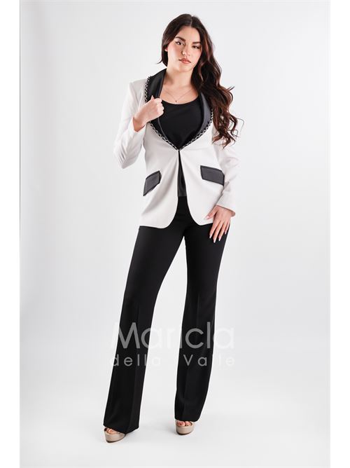 tailleur 3 pz bicolore pantalone zampa PAOLA FORTI | PF212TPBIANCO